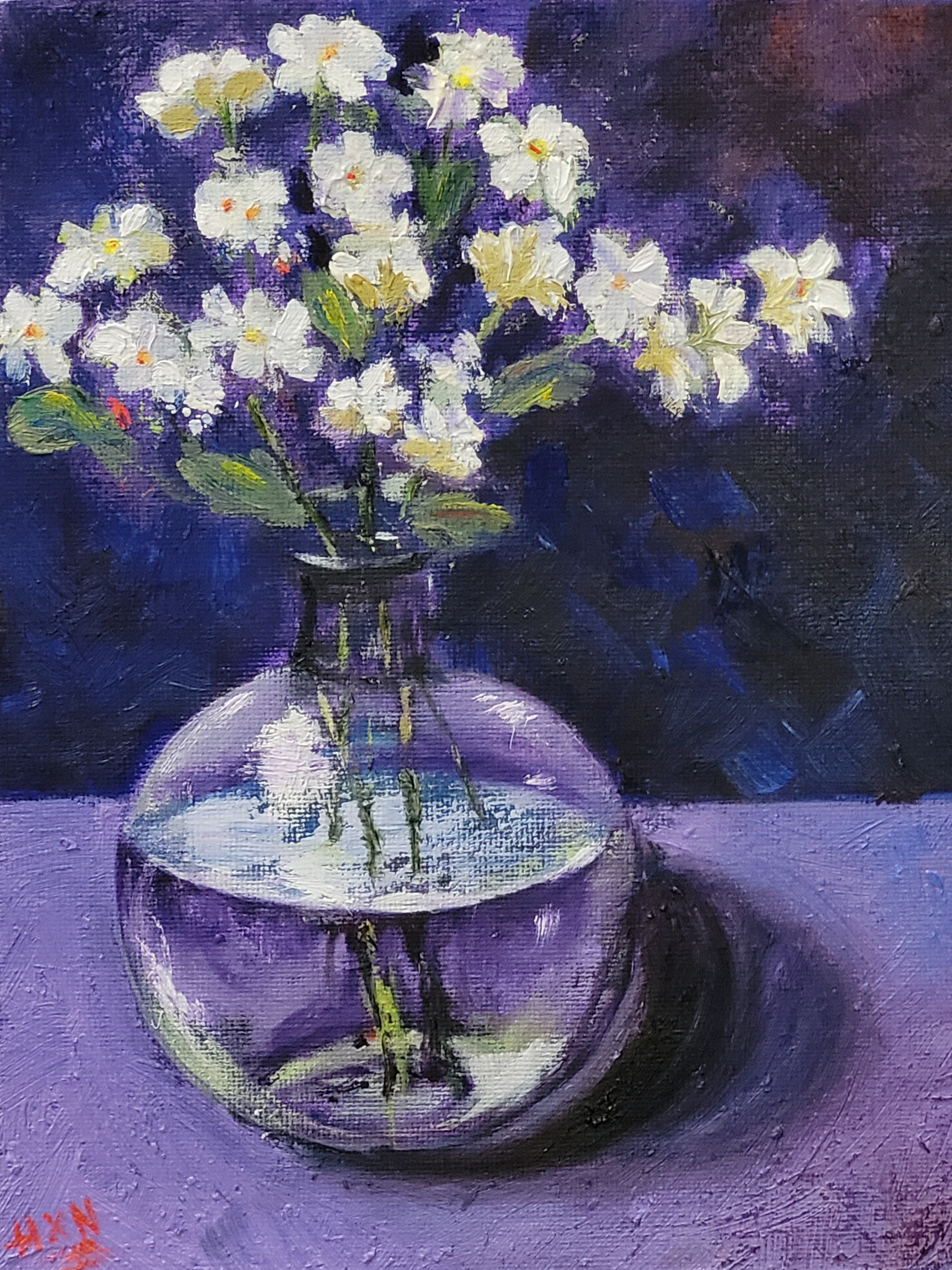 gallery painting white flowers